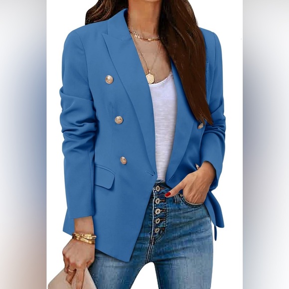 Cute blue blazer, gold buttons. NWOT - Picture 1 of 4
